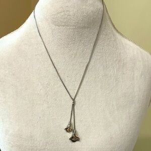 Vintage Avon silver/gold tone tulip necklace y drop fairytale botanical delicate